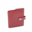 Portefeuille compact en cuir gréné rouge