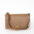 Handbag Boy quilted deep beige leather Large Model