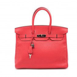 Sac à main Birkin 35 en cuir Clémence Rouge Pivoine 