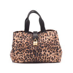 Cabas en toile de coton imprimé leopard