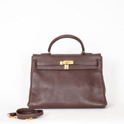Handbag Kelly 35 Coromandel leather havana color