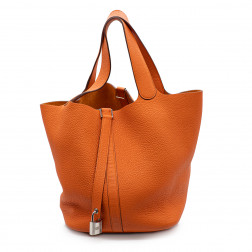 Picotin 26 handbag in orange Clémence leather