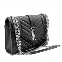 Sac Enveloppe en cuir grenelle noir 